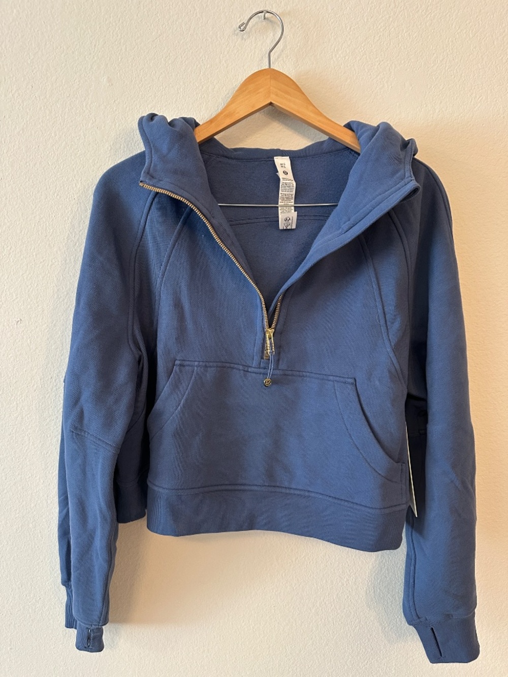 Lululemon Scuba Oversized Half-Zip Hoodie Brilliant Blue Gold Zip M/L NWT
